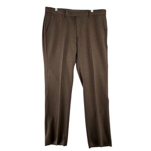 Southern Pines Brown Herringbone Flat‎ Front Dress Pants Mens 36W x 32L Office